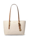 MICHAEL Michael Kors Quinn Medium Logo Leather Tote Bag, Off White