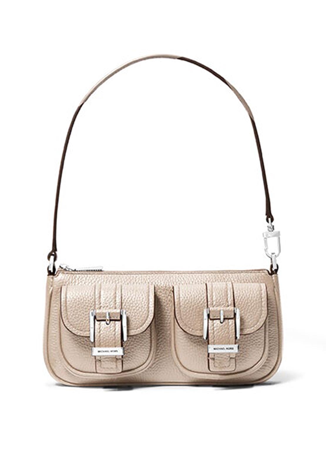 Michael Kors Zoe Pebbled Leather Pochette Shoulder Bag, Light Beige