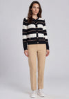 Micha Waffle Textured Striped Cardigan, Navy Multi