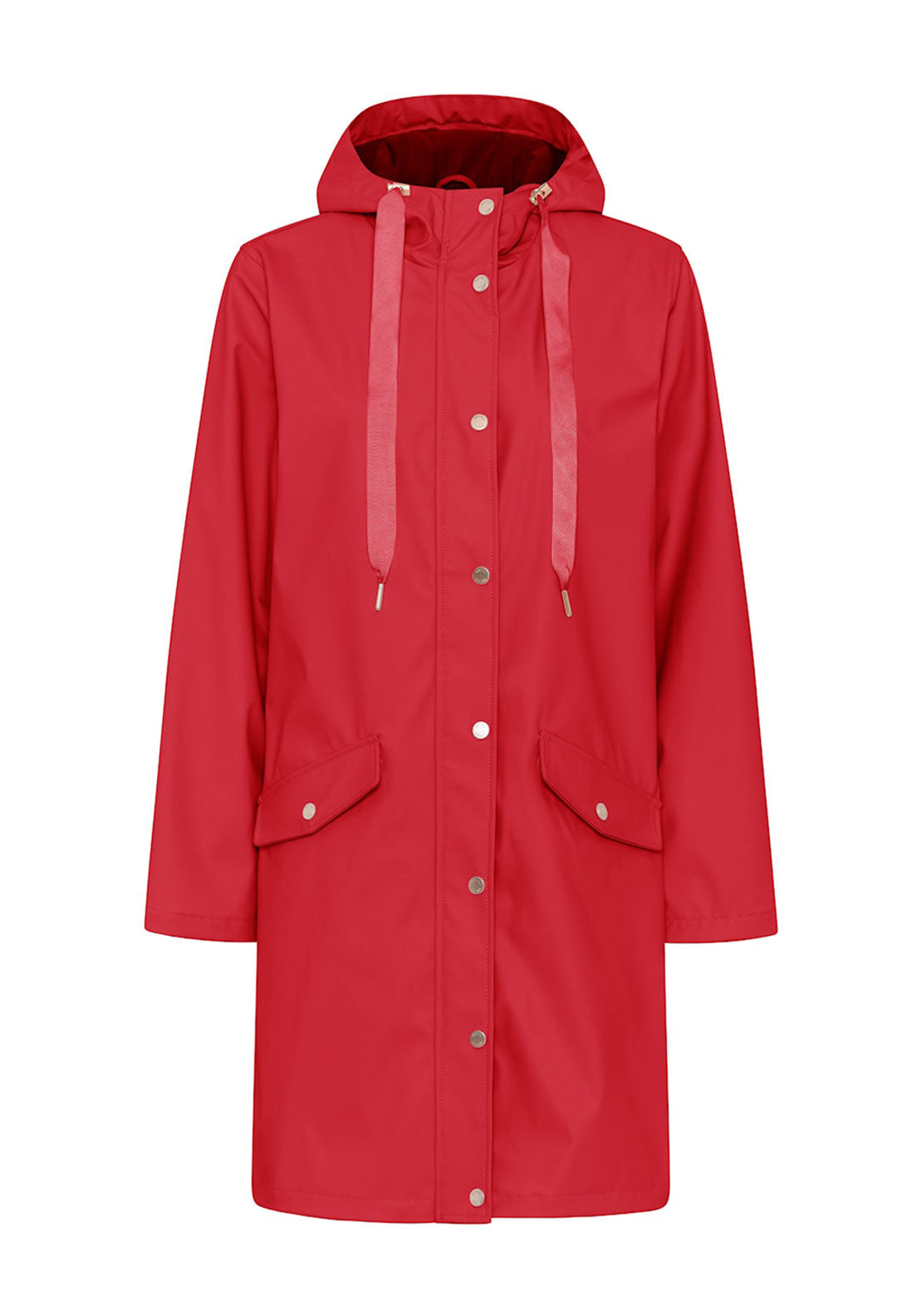 Micha Coated Hooded Rain Jacket, Red