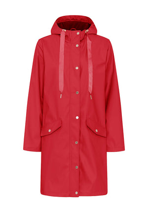 Micha Coated Hooded Rain Jacket, Red