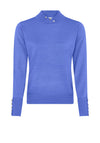 Micha Ribbed Button Neck Jumper, Purple