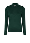 Micha Ribbed Button Neck Jumper, Green