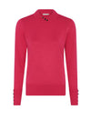 Micha Ribbed Button Neck Jumper, Pink