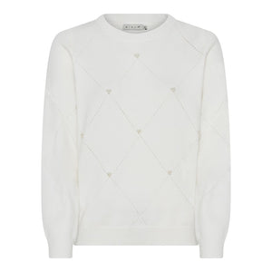 Micha Long Sleeve White Pearl Jumper, White