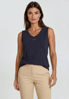 Micha Small Logo Rhinestone Detail Tank Top, Navy