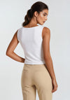 Micha Small Logo Rhinestone Detail Tank Top, White