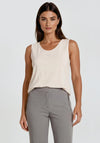 Micha Small Logo Rhinestone Detail Tank Top, Light Beige