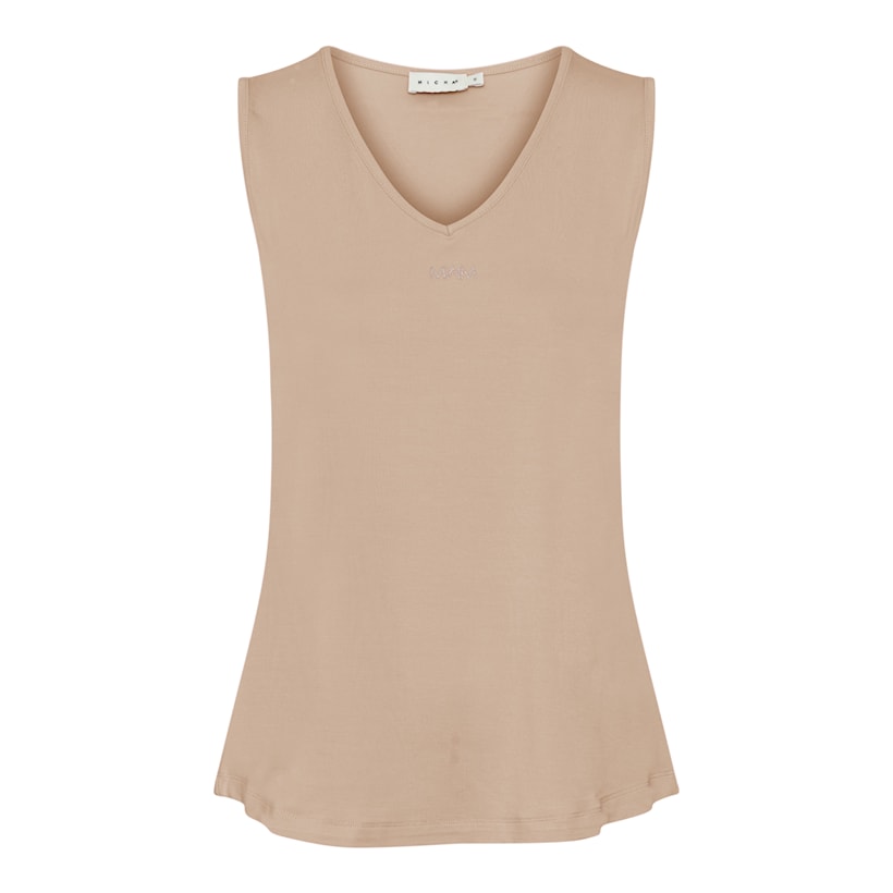 Micha Small Logo Rhinestone Detail Tank Top, Beige