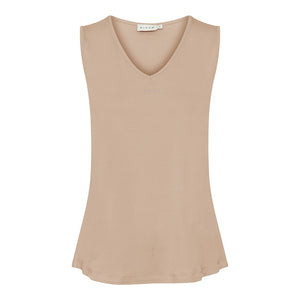 Micha Small Logo Rhinestone Detail Tank Top, Beige