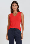 Micha Small Logo Rhinestone Detail Tank Top, Red