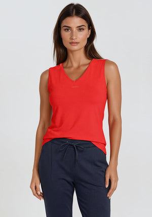 Micha Small Logo Rhinestone Detail Tank Top, Red