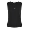 Micha Small Logo Rhinestone Detail Tank Top, Black