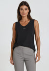 Micha Small Logo Rhinestone Detail Tank Top, Black