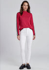 Micha Striped Detail Long Sleeve Top, Pink Multi
