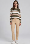 Micha Textured Striped Top, Green Multi