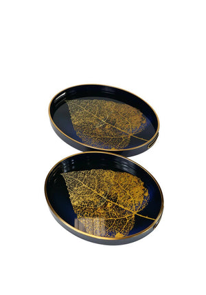 Mindy Brownes Set of 2 Gold Leaf Serving Trays