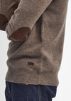 Barbour Men’s Essential Elbow Patch Button Neck Jumper, Brown