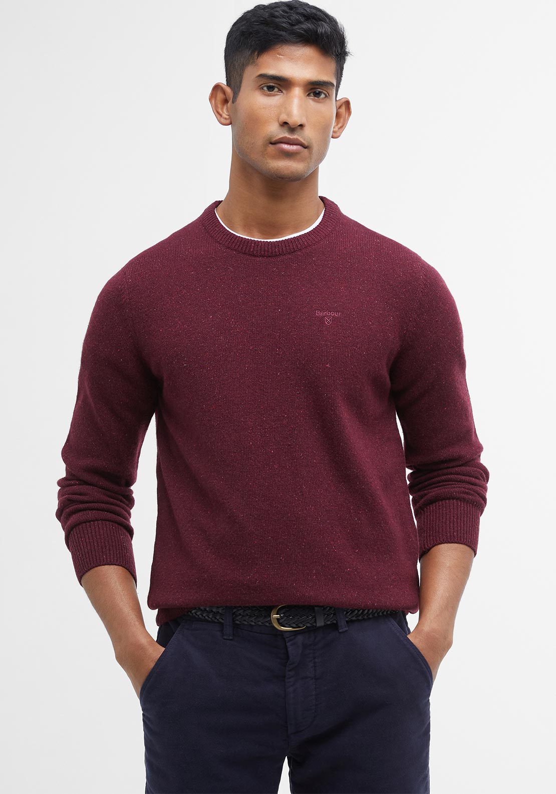 Barbour Men’s Tisbury Crew Neck Jumper, Ruby