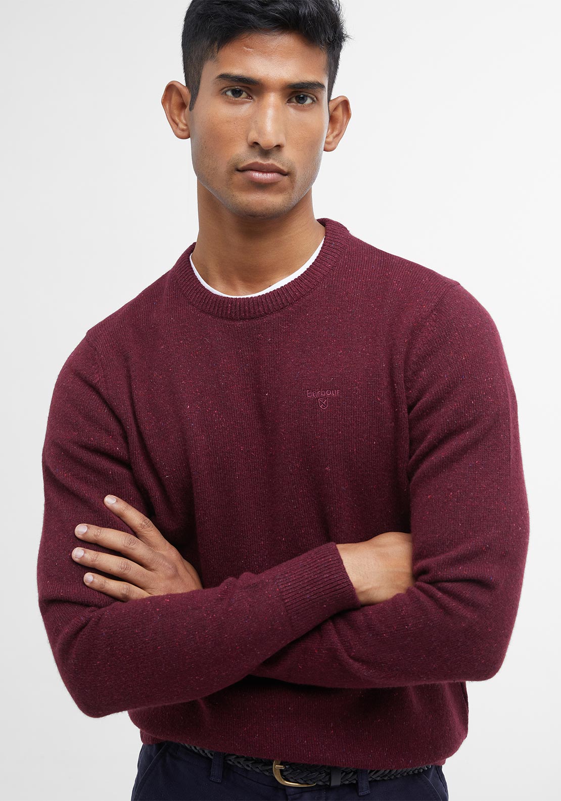 Barbour Men’s Tisbury Crew Neck Jumper, Ruby