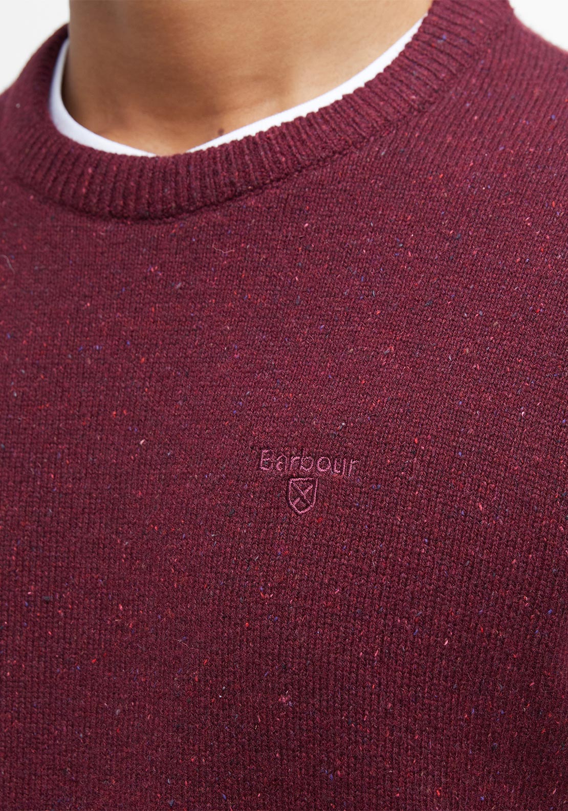 Barbour Men’s Tisbury Crew Neck Jumper, Ruby