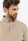 Barbour Men’s Nelson Essential Knit Half Zip Sweater, Stone