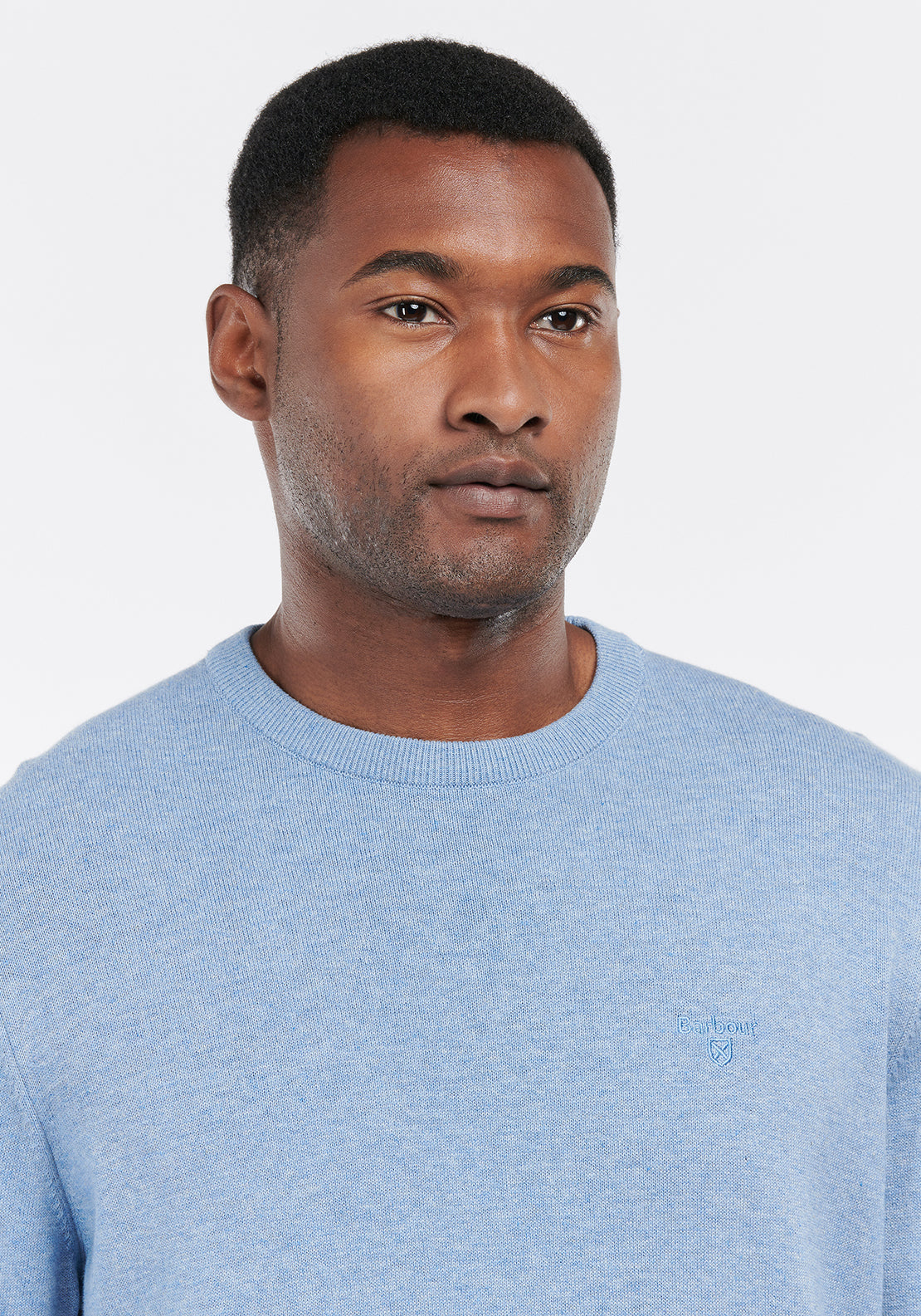 Barbour Men’s Pima Cotton Crew Neck Sweater, Dark Chambray Blue
