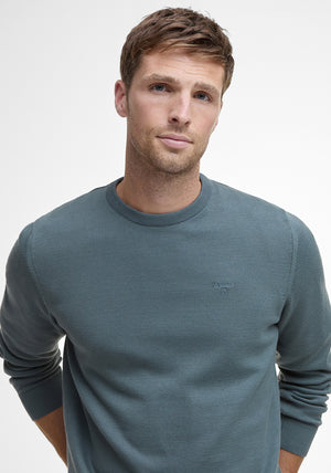 Barbour Men’s Pima Cotton Crew Neck Sweater, Vintage Teal