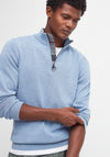 Barbour Men’s Cotton Half Zip Sweater, Dark Chambray Blue