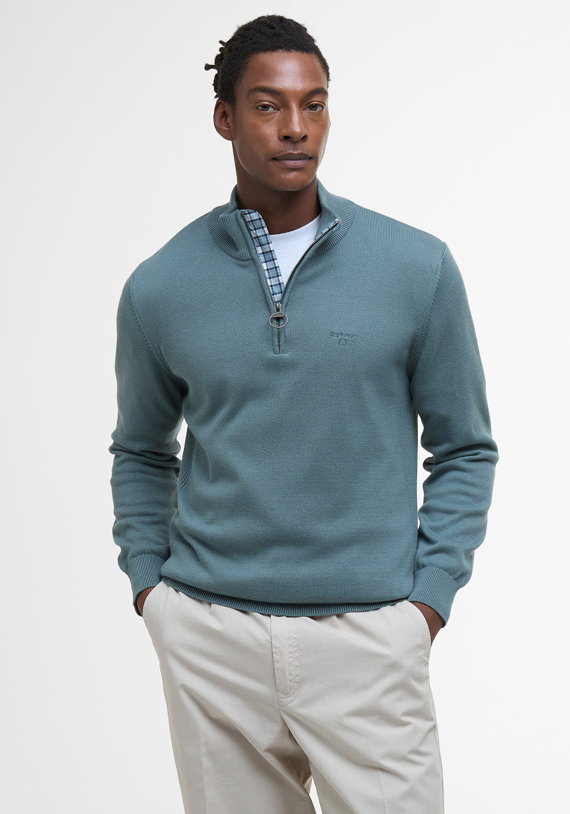 Barbour Men’s Half Zip Sweater, Vintage Teal