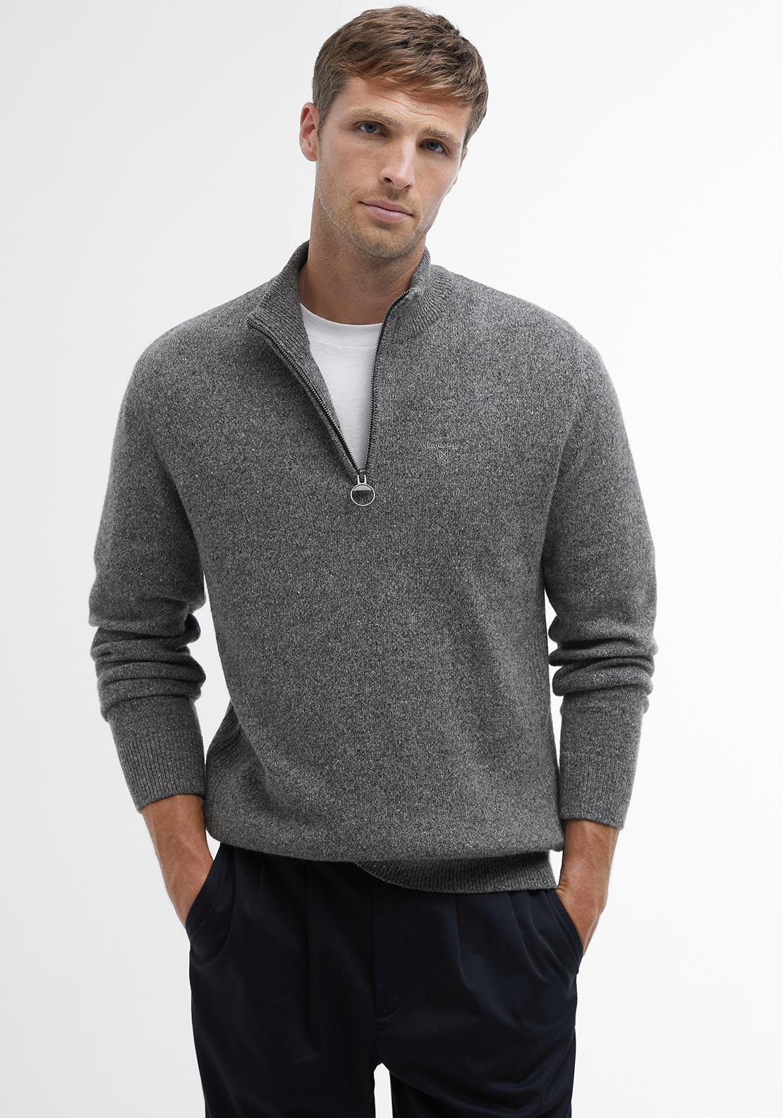 Barbour Men's Tisbury Half Zip Jumper, Grey