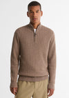 Barbour Men's Herringbone Knit Half Zip Sweater, Stone