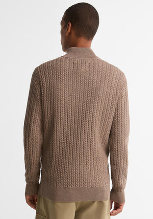 Barbour Men's Herringbone Knit Half Zip Sweater, Stone
