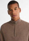 Barbour Men's Herringbone Knit Half Zip Sweater, Stone