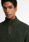 Barbour Men's Essential Fleck Half Zip Jumper, Olive Green