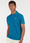 Barbour Men’s Tartan Contrast Pique Polo Shirt, Lyons Blue