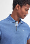 Barbour Men’s Tartan Contrast Pique Polo Shirt, Chambray Marl