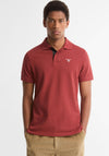 Barbour Mens Tartan Contrast Pique Polo Shirt, Rust Orange