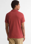 Barbour Mens Tartan Contrast Pique Polo Shirt, Rust Orange
