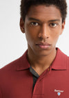 Barbour Mens Tartan Contrast Pique Polo Shirt, Rust Orange