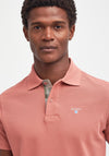 Barbour Men’s Tartan Contrast Pique Polo Shirt, Pink Clay