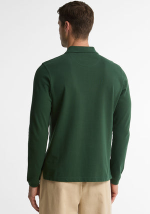 Barbour Men’s Essential Sports Long Sleeve Polo Shirt, Sycamore Green