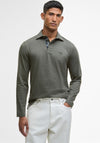 Barbour Men’s Margrove Long Sleeve Polo Shirt, Olive Green