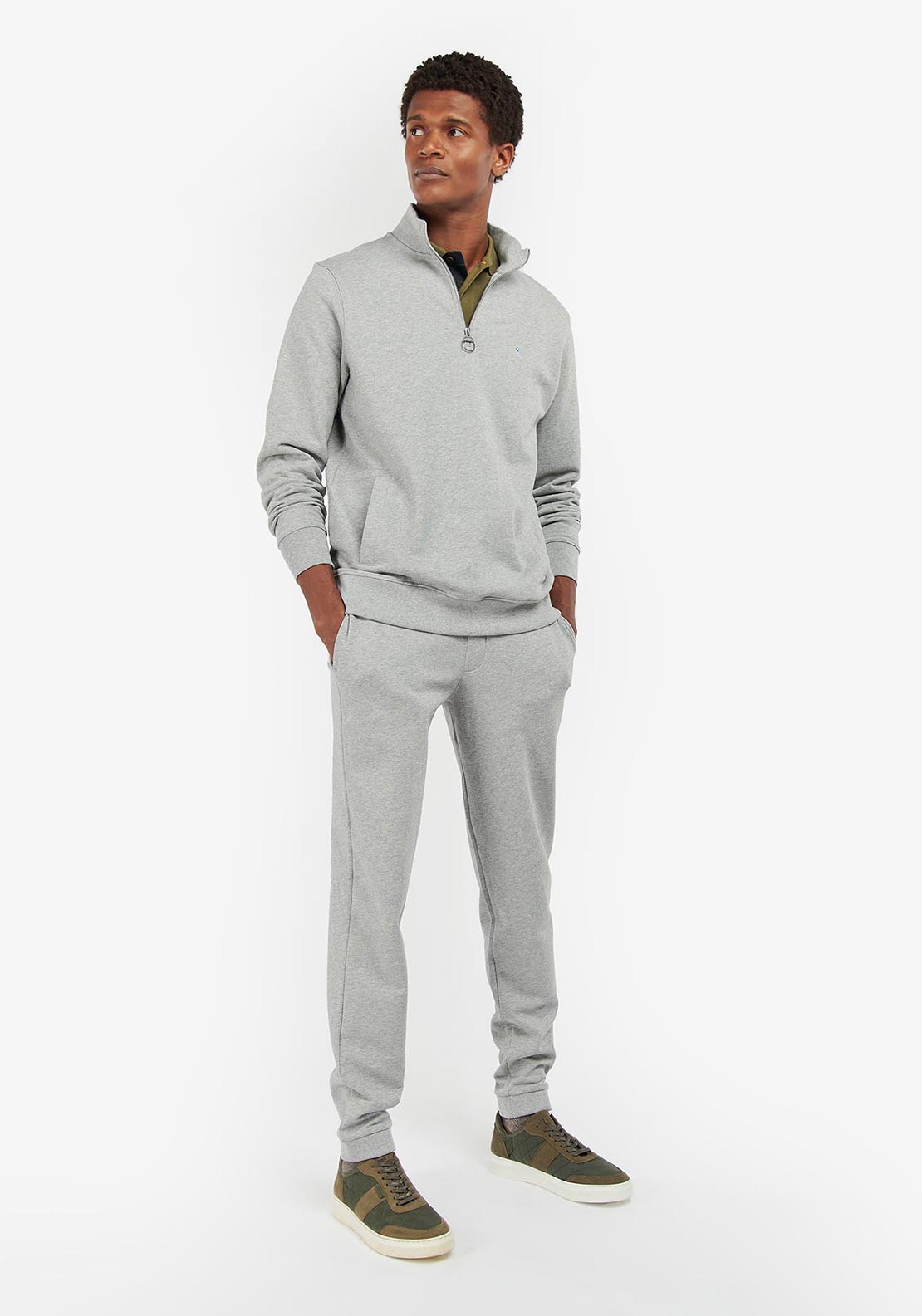Barbour Men’s Rothley Half Zip Sweatshirt, Grey Marl