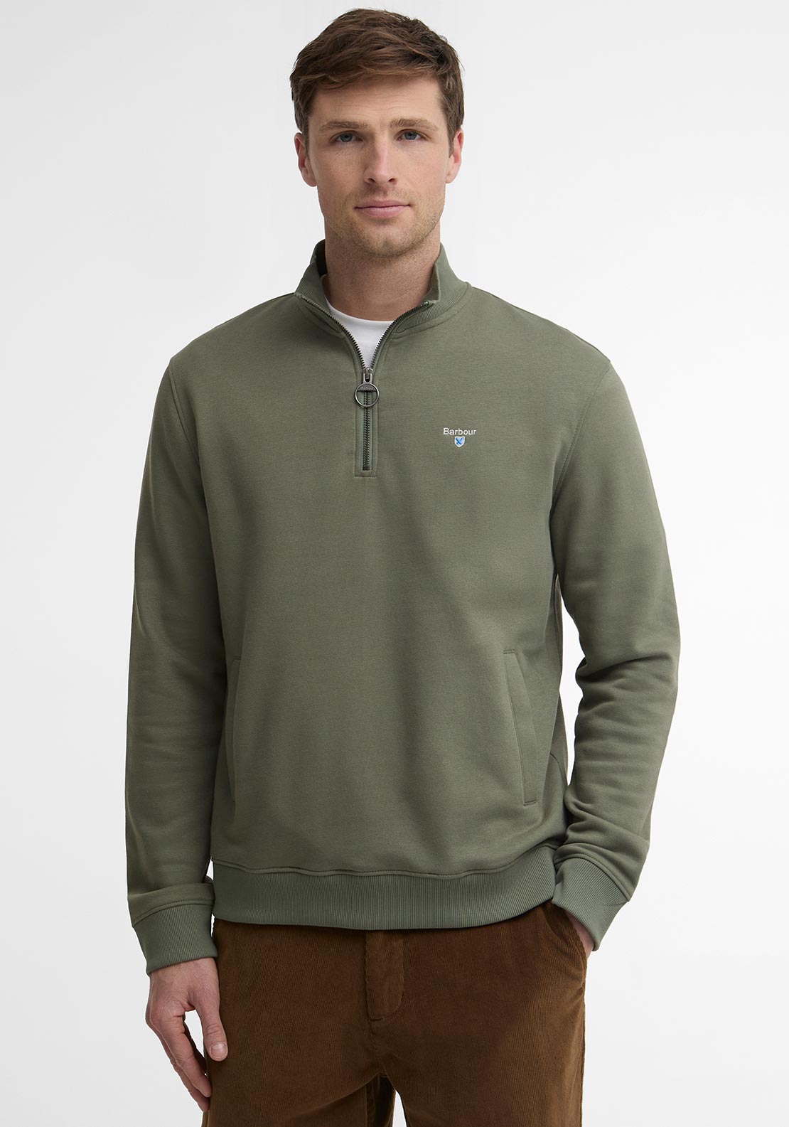 Barbour Men’s Desmond Half Zip Sweatshirt, Agave Green