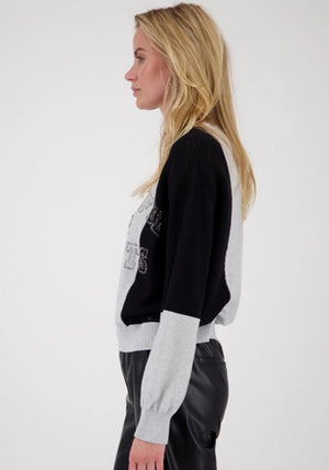 Monari Colour Block Rhinestone Sweater, Grey & Black