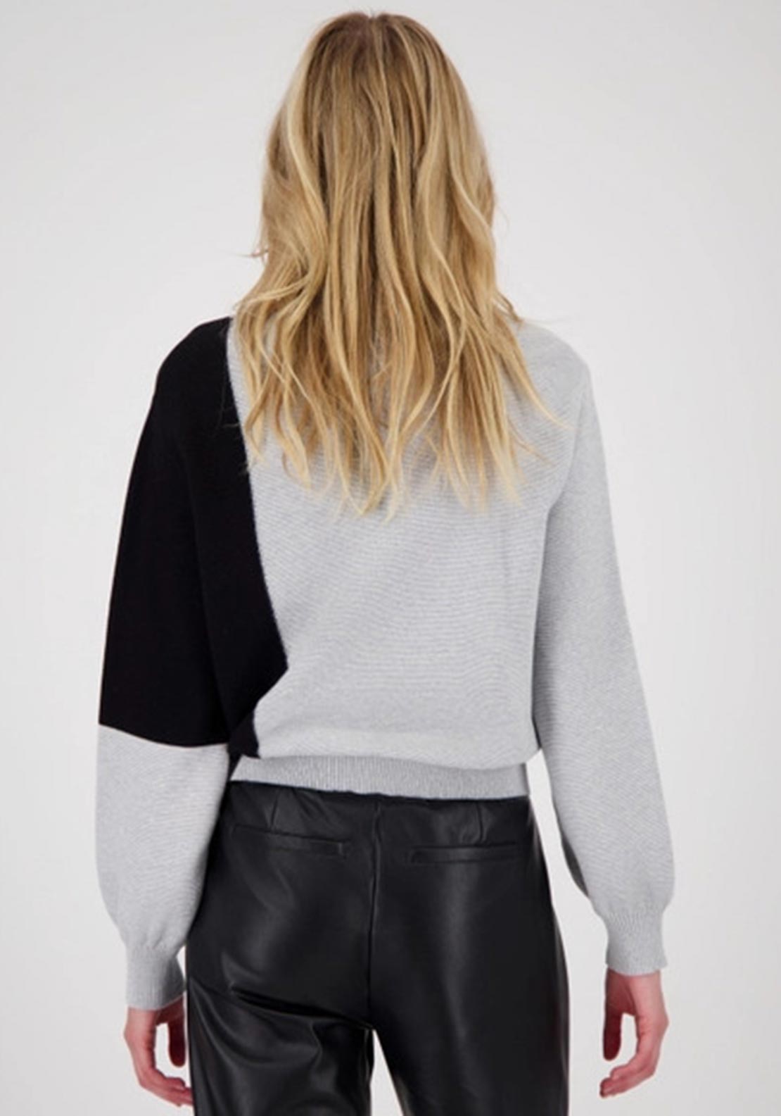 Monari Colour Block Rhinestone Sweater, Grey & Black