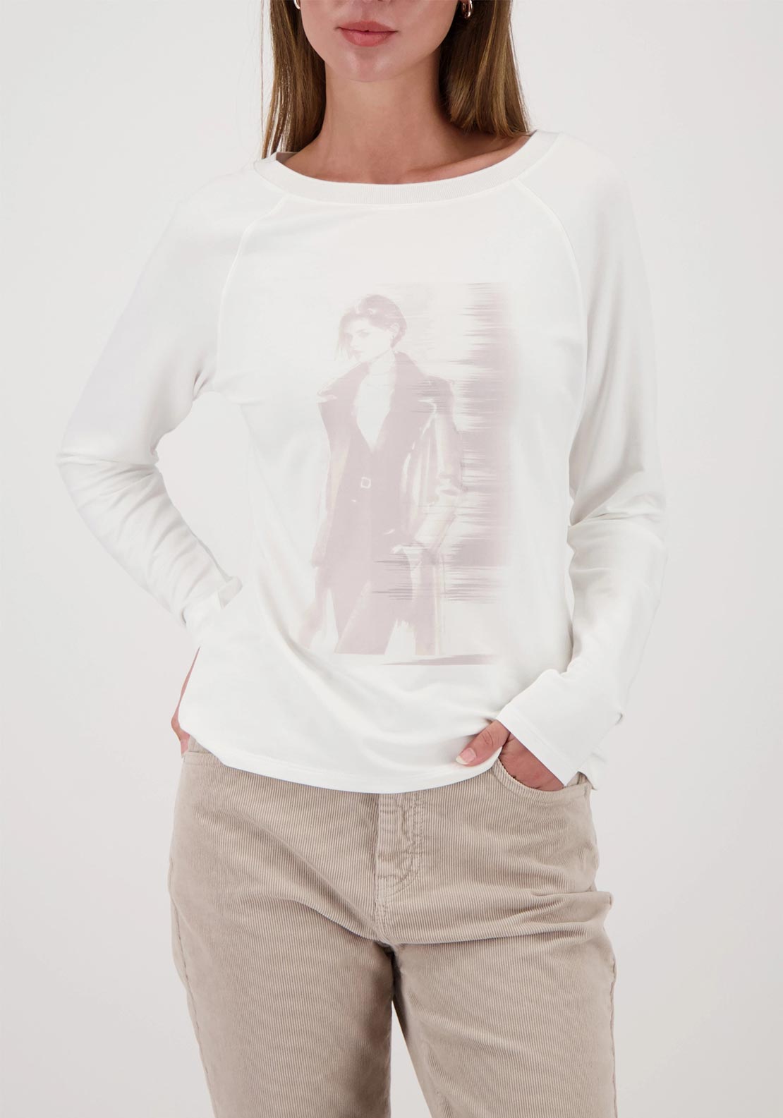 Monari Graphic Print Long Sleeve Top, Off White