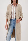 Monari Knit Coat with Brooch, Beige