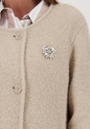 Monari Knit Coat with Brooch, Beige